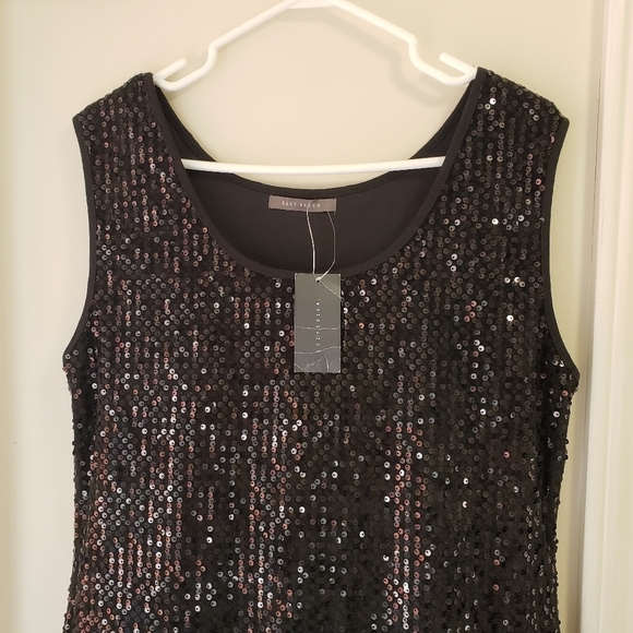 Suzy Shier Sequin Black Dress Size L - Picture 3 of 8